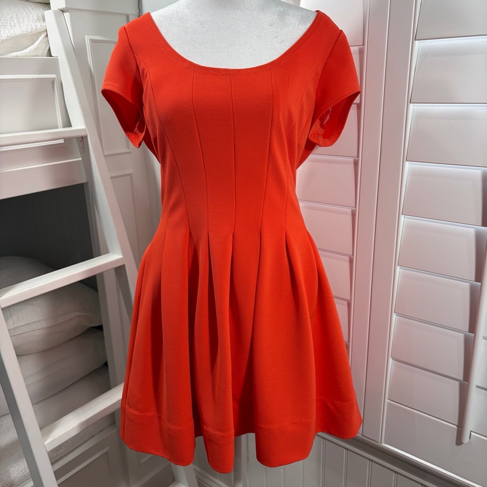 Vibrant Red:Orange Mini Dress